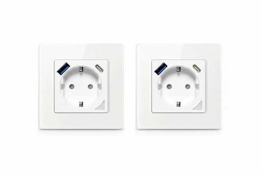 kit 2 pz Presa elettrica a muro Smart Tuya WiFi Schuko USB App Timer Controllo