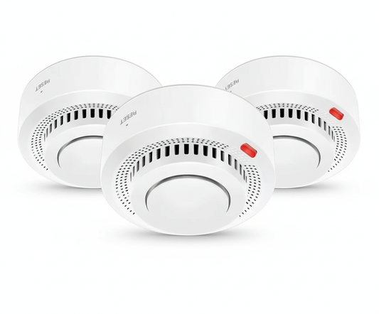 kit 3 pz Sensore rilevatore Fumo WiFi Tuya Smart con sirena integrata 85 dB e batterie incluse in omaggio