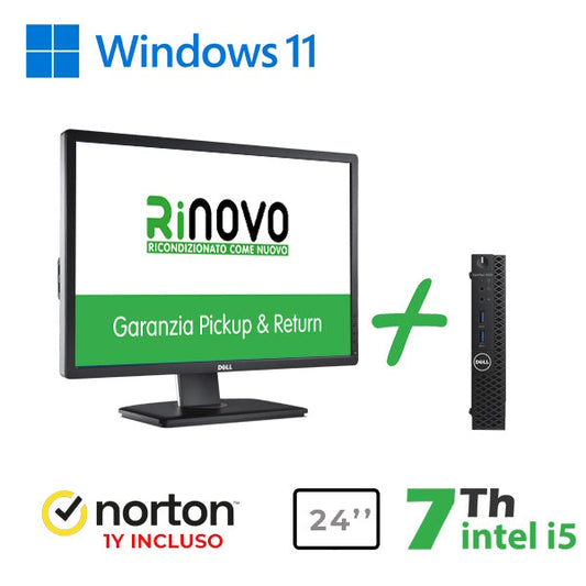 RINOVO DELL MINI PC REFURBISHED 3050-7050M I5-7X00 16GB SSD 512GB W11P+MONITOR DELL U2412M+NORTON [RNBUNDLE39]