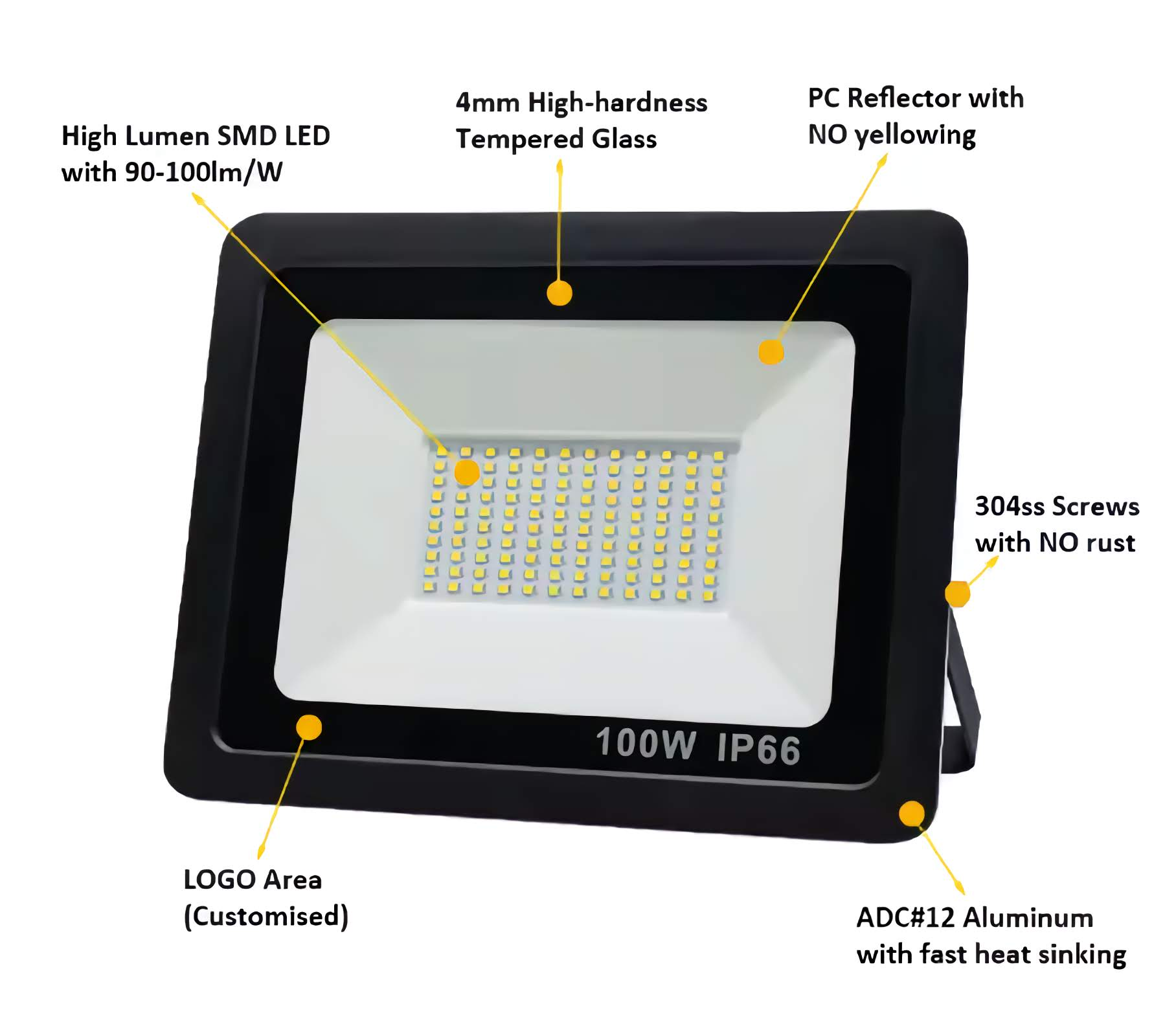 faro led 100 watt per esterno illuminazione  resistente 