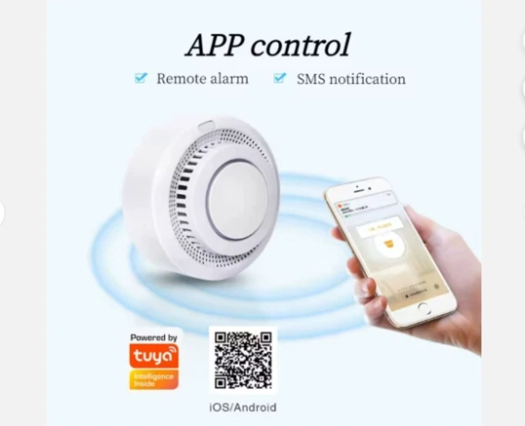 Sensore rilevatore Fumo WiFi Tuya Smart con sirena integrata 85 dB