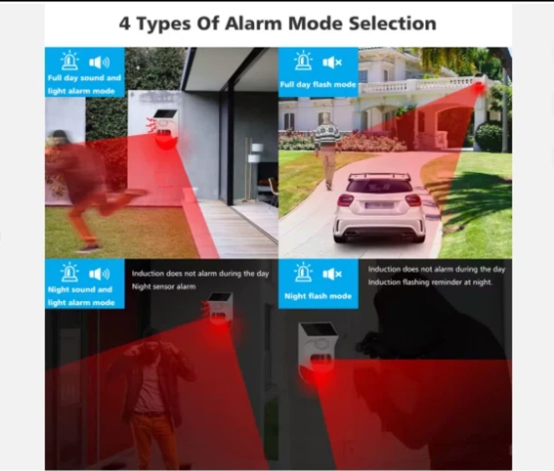 Sensore IR movimento per esterno WiFi Tuya sirena integrata a batteria e solare